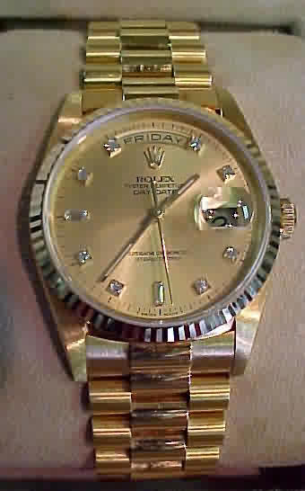 Genuine Rolex Watch - 18k solid yellow gold, genuine Rolex champagne